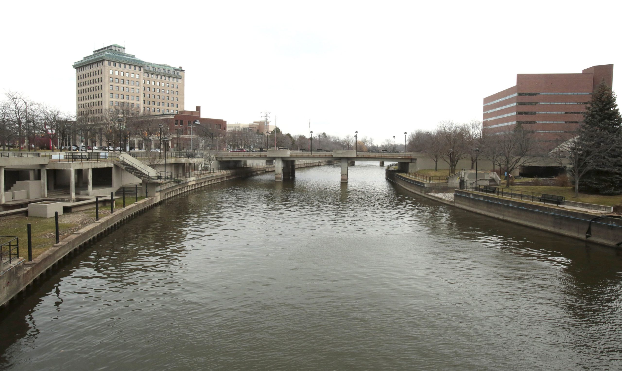 A file photo shows the Flint River in Michigan flowing thru downtown Flint. Advocates and agencies in Philadelphia, St. Louis, and Flint, spoke with OSV News about clean water issues that negatively affect their communities and children long after initial contamination. (OSV News photo/Rebecca Cook, Reuters)